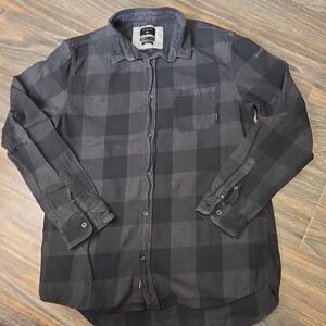 QUIKSILVER Men's Motherfly Long Sleeve Flannel Size Large, Black Plaid